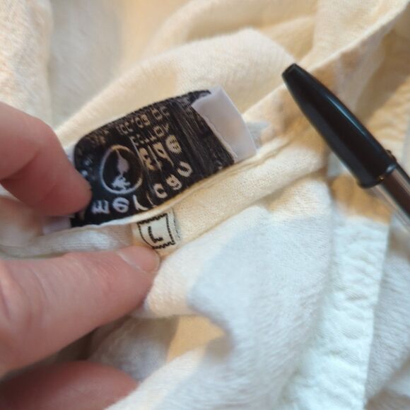 American South Side Shirt Top Blouse Large Cream Boho Peasant Prairie Lace - Picture 6 of 8